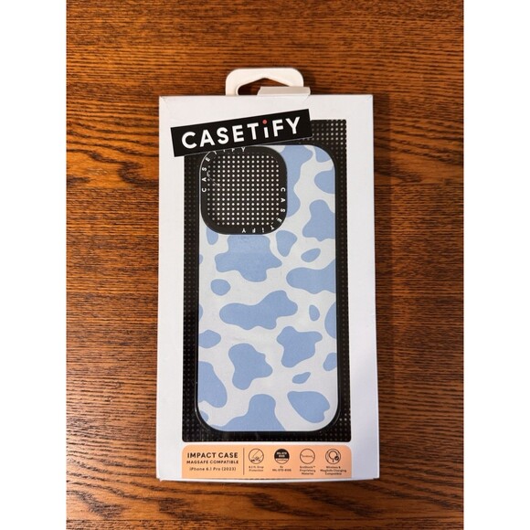 CASETiFY Impact Case w/ Magsafe for iPhone 15 Pro - Blue Cow Print - Picture 1 of 2